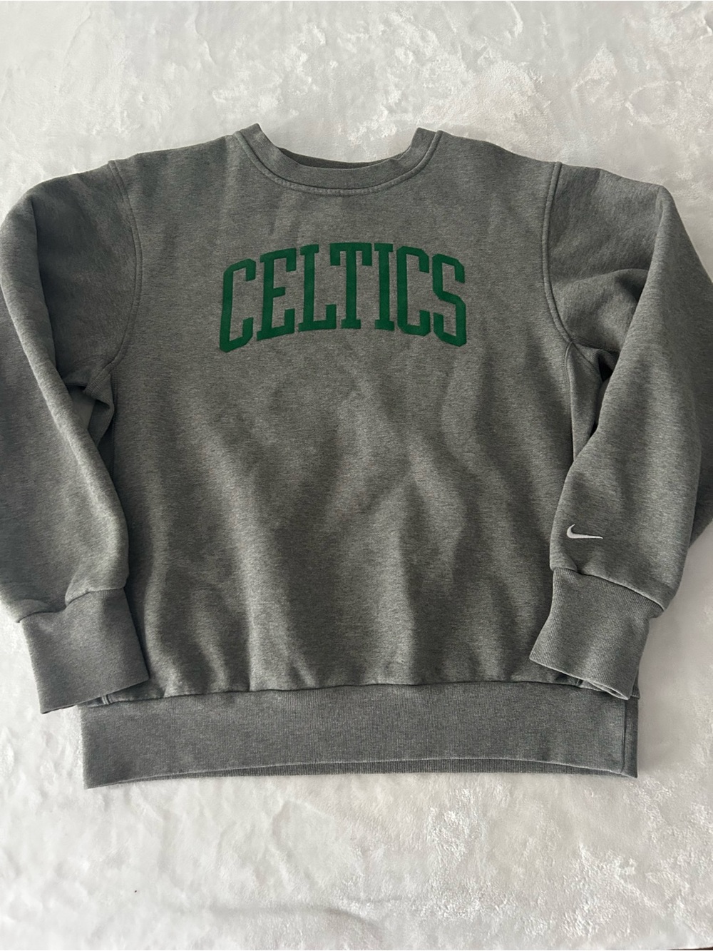 Nike Heathered Gray Boston Celtics Heritage Fleece Crew Sweatshirt Mens Small
